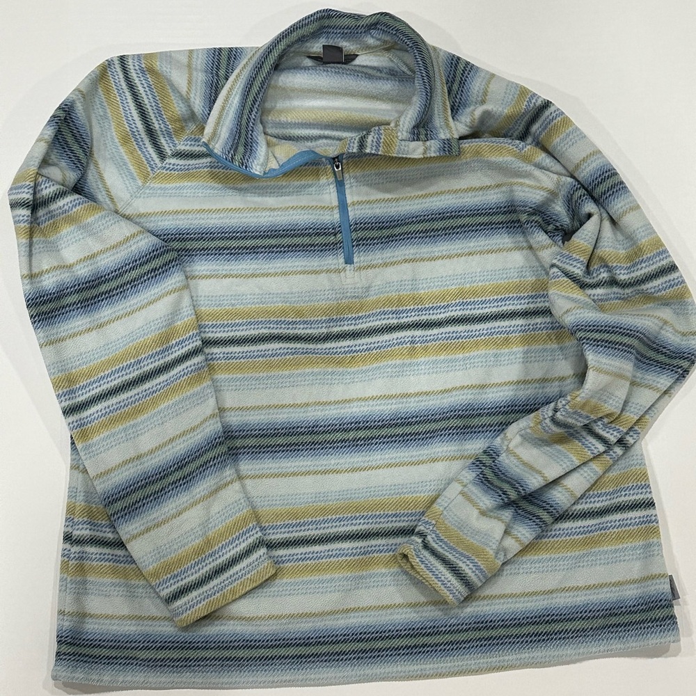Eddie Bauer Womens Large Striped Quart Zip-Up Fleece